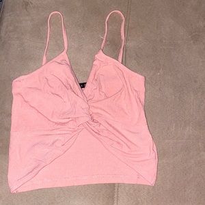 pink twist front tank top